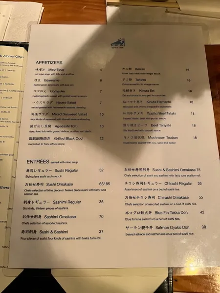 menu 1 of Hasaki