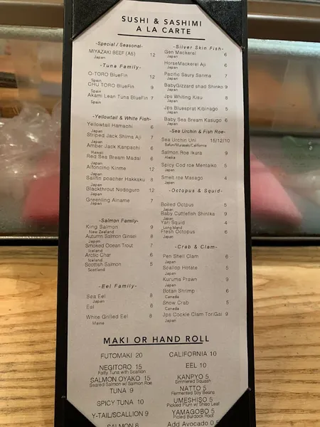 menu 2 of Hasaki