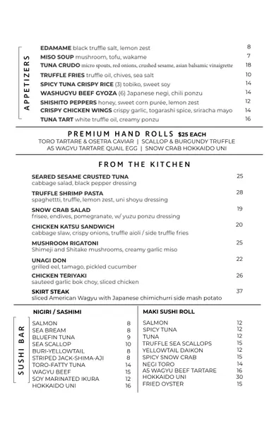 menu 0 of The Chemistry Room