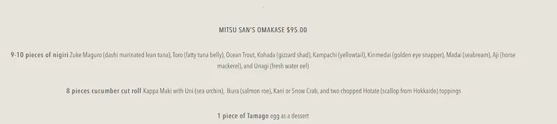 menu 2 of Omakase Room by Mitsu