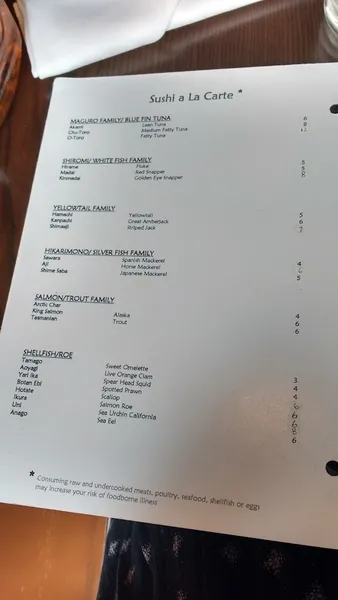 menu 2 of Sushi Dojo