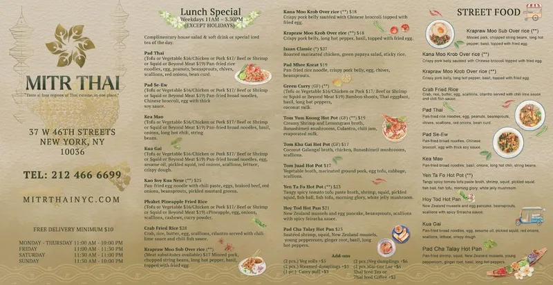 menu 2 of Mitr Thai Restaurant