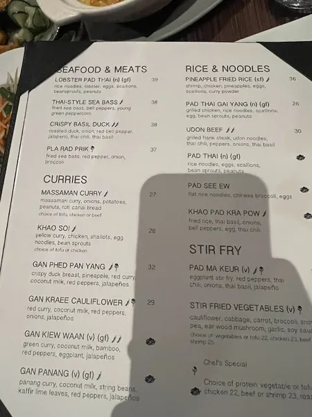 menu 2 of Sabai Thai