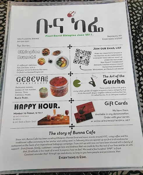 menu 0 of Bunna Cafe