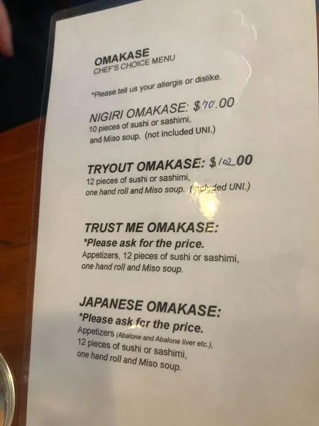 menu 0 of Sushi Sasabune