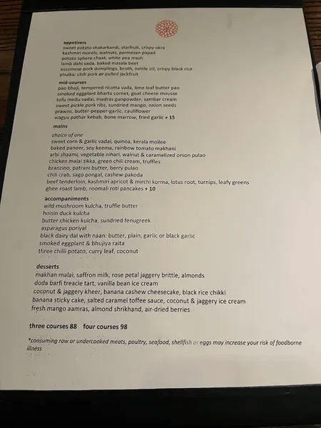 menu 0 of Indian Accent Restaurant, New York