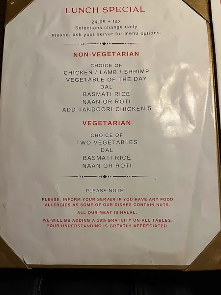 menu 1 of Utsav