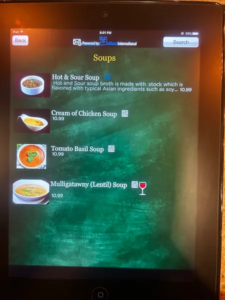 menu 2 of India At Times Square