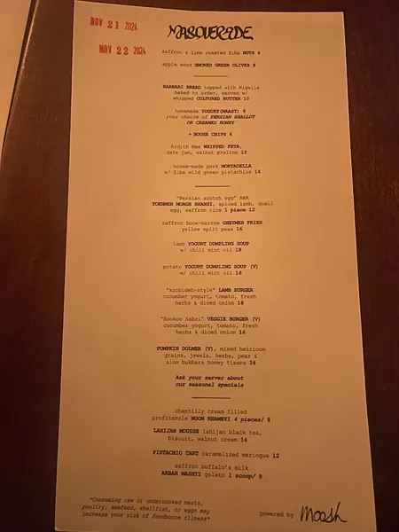 menu 0 of Masquerade