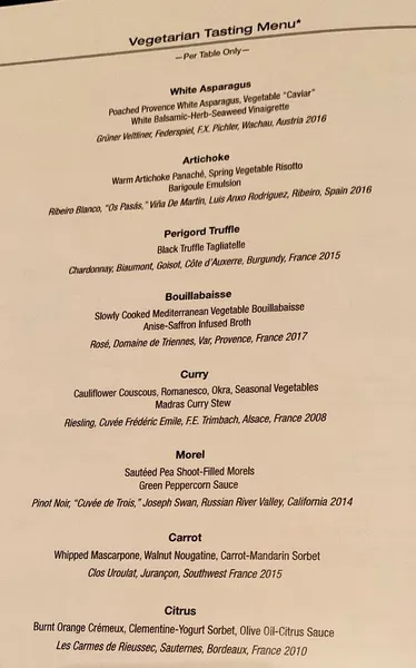 menu 0 of Le Bernardin