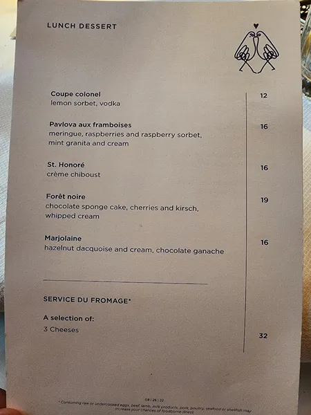 menu 2 of Le Coucou