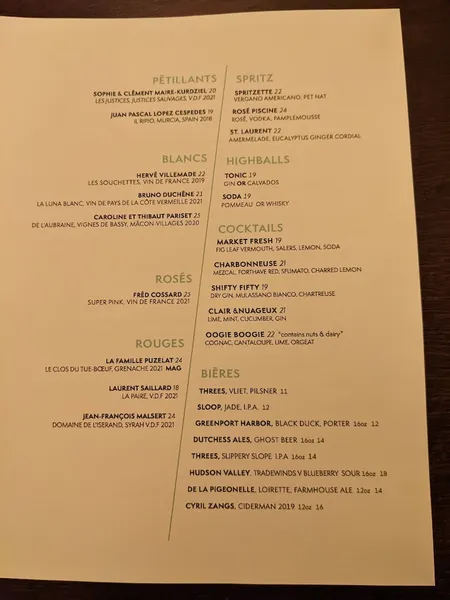 menu 2 of Frenchette