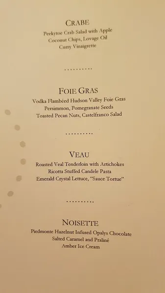 menu 1 of Daniel