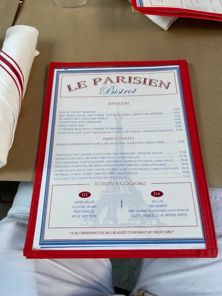 menu 2 of Le Parisien Bistrot