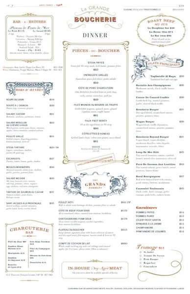 menu 0 of La Grande Boucherie