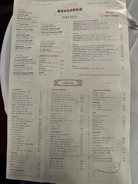 menu 2 of La Grande Boucherie