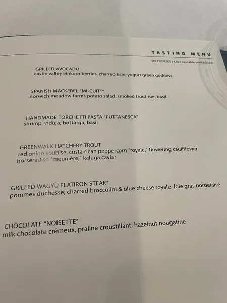 menu 2 of Le Pavillon