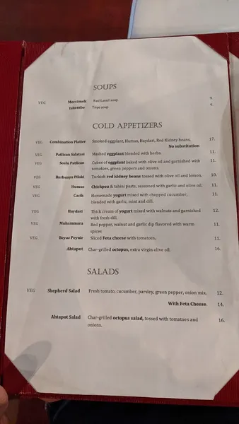 menu 2 of Turkish Kitchen