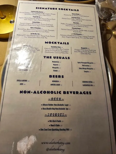 menu 2 of A la Turka