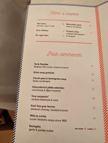 menu 0 of Benoit New York