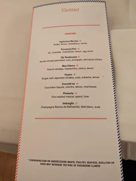 menu 1 of Benoit New York