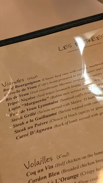 menu 1 of Chez Napoléon