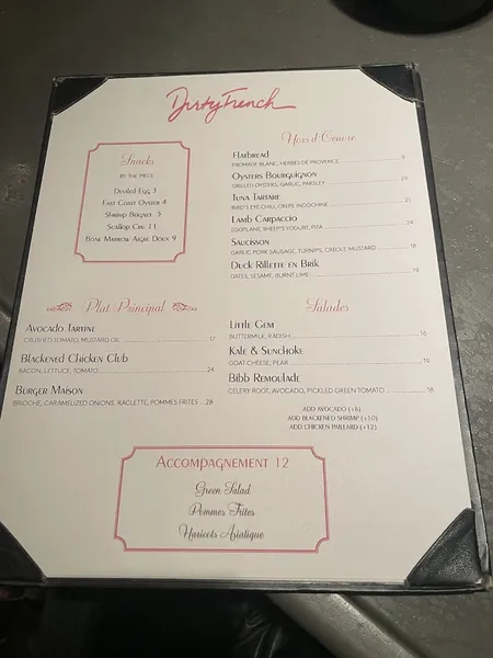 menu 1 of Dirty French