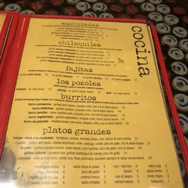 menu 2 of El Centro