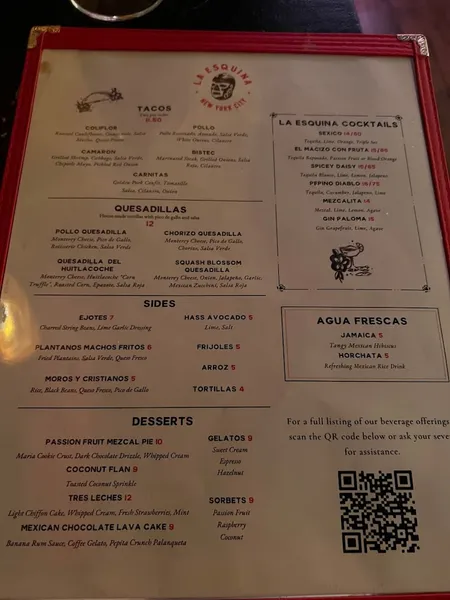 menu 1 of La Esquina