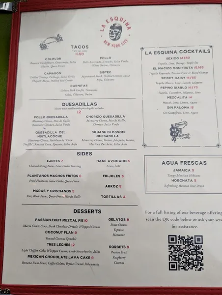 menu 2 of La Esquina