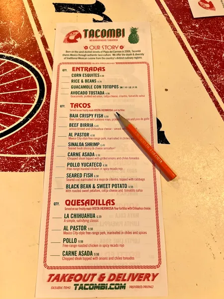 menu 0 of Tacombi