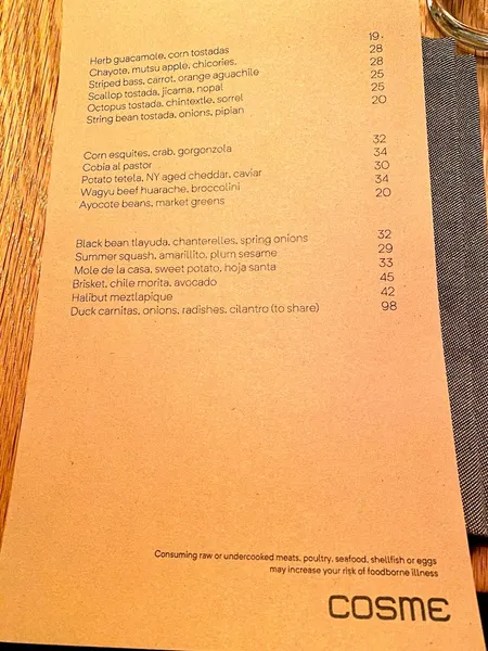 menu 0 of Cosme