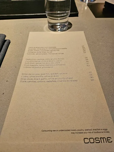 menu 1 of Cosme