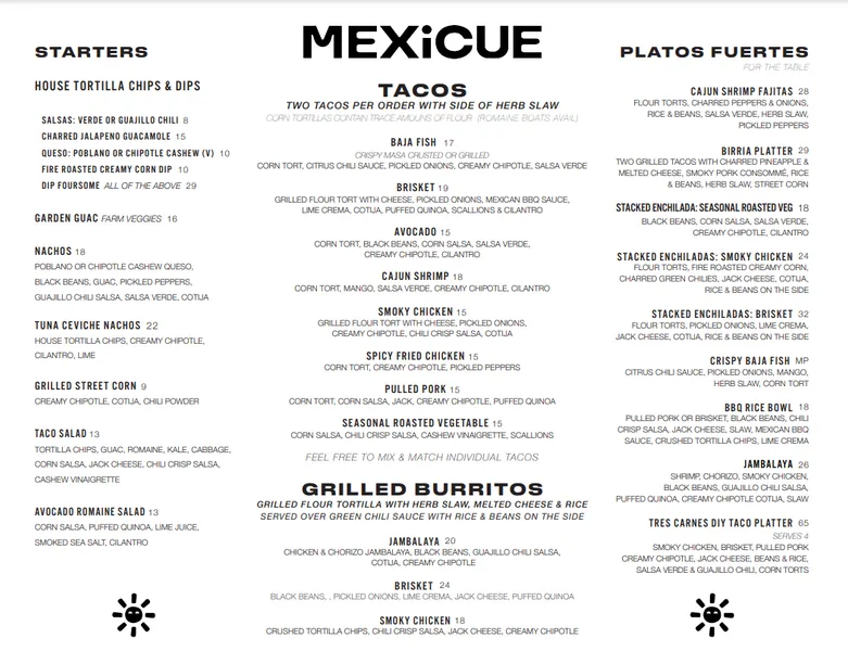 menu 2 of MEXiCUE