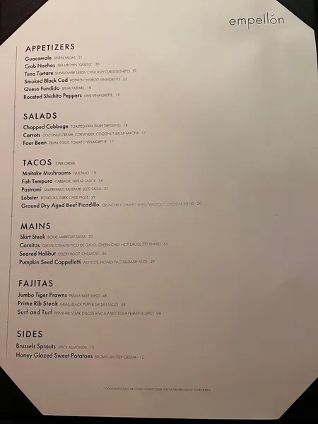 menu 0 of Empellon