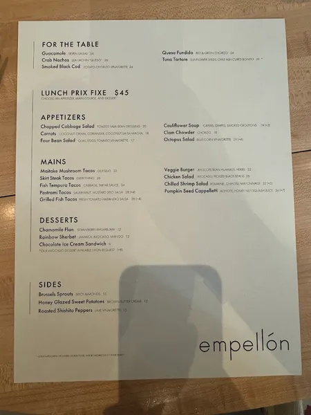 menu 1 of Empellon