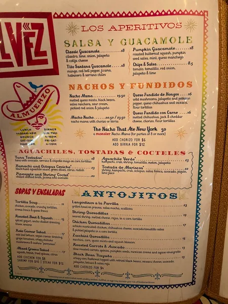 menu 2 of El Vez and Burrito Bar