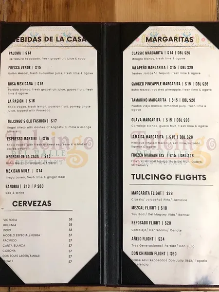 menu 2 of Tulcingo Del Valle