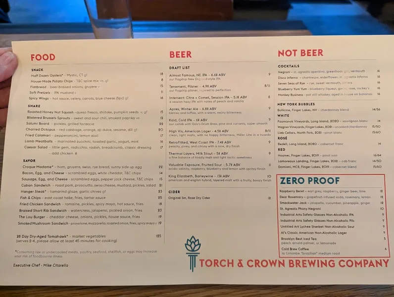 menu 0 of Torch & Crown Brewing Company