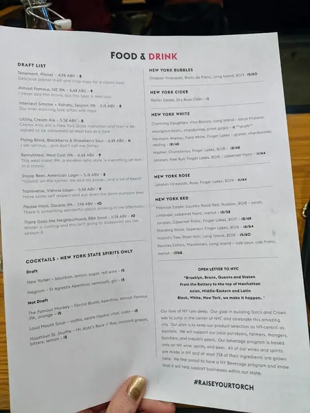 menu 1 of Torch & Crown Brewing Company