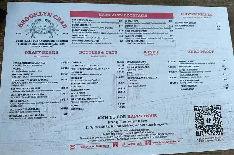 menu 1 of Brooklyn Crab