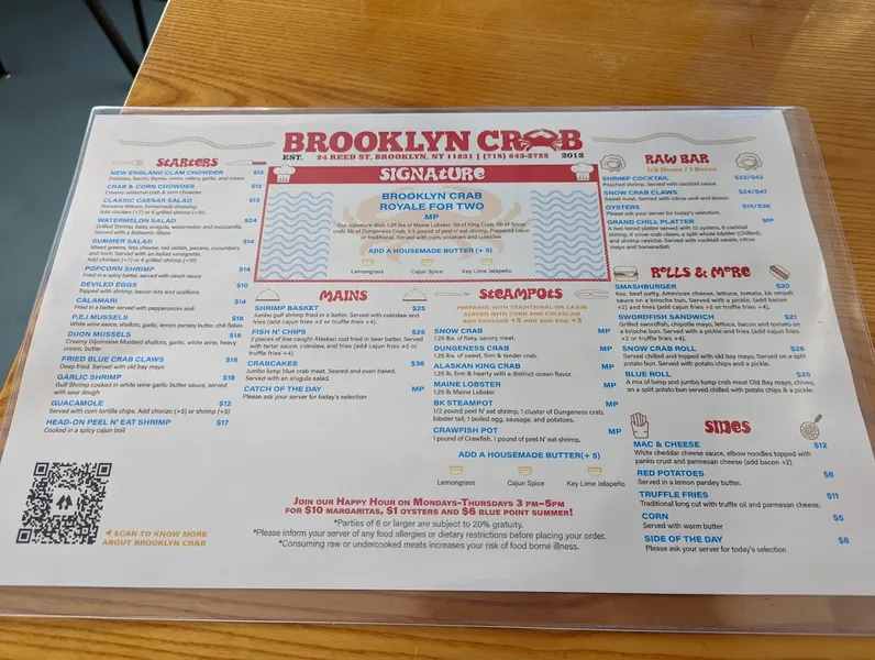 menu 2 of Brooklyn Crab