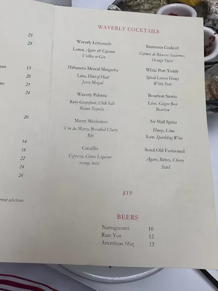 menu 2 of Waverly Inn