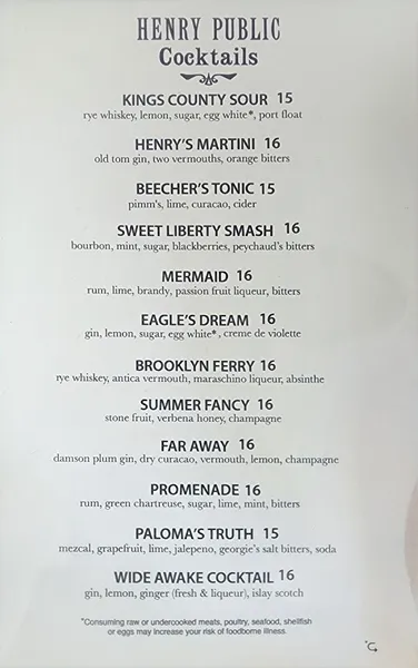 menu 0 of Henry Public