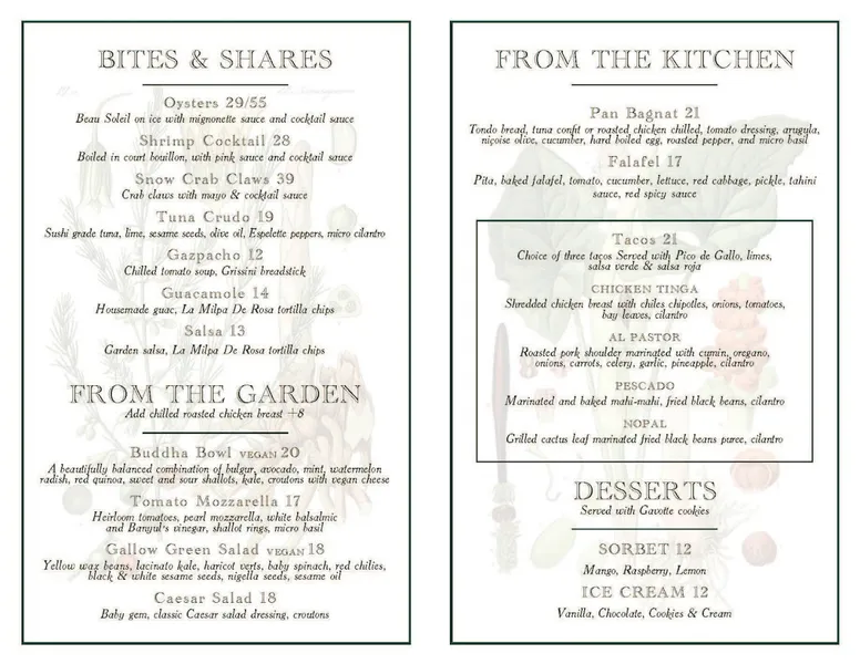 menu 0 of Gallow Green