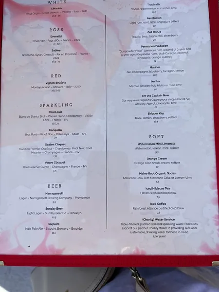 menu 2 of Grand Banks