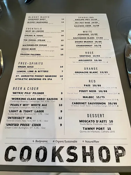 menu 0 of Cookshop