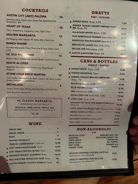 menu 2 of Hill Country Barbecue Market