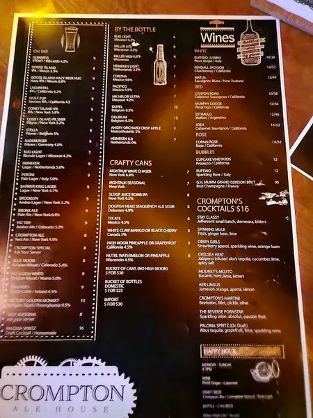 menu 2 of Crompton Ale House