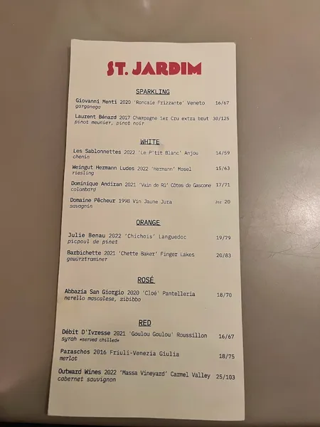 menu 2 of St Jardim